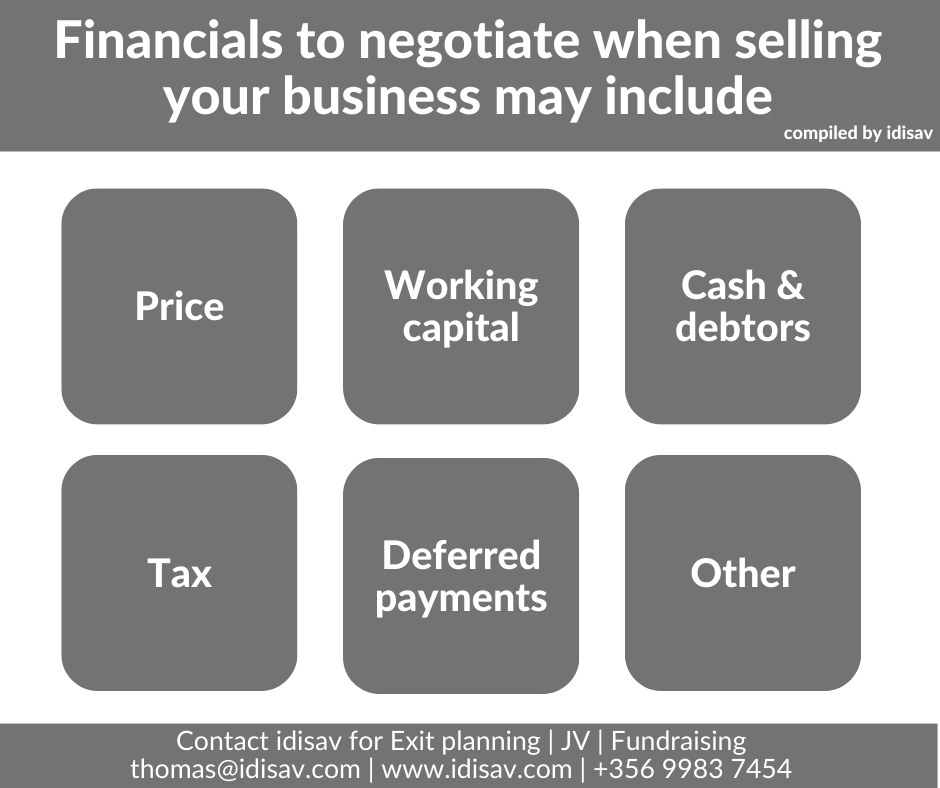 Financials to negotiate when selling your business may include