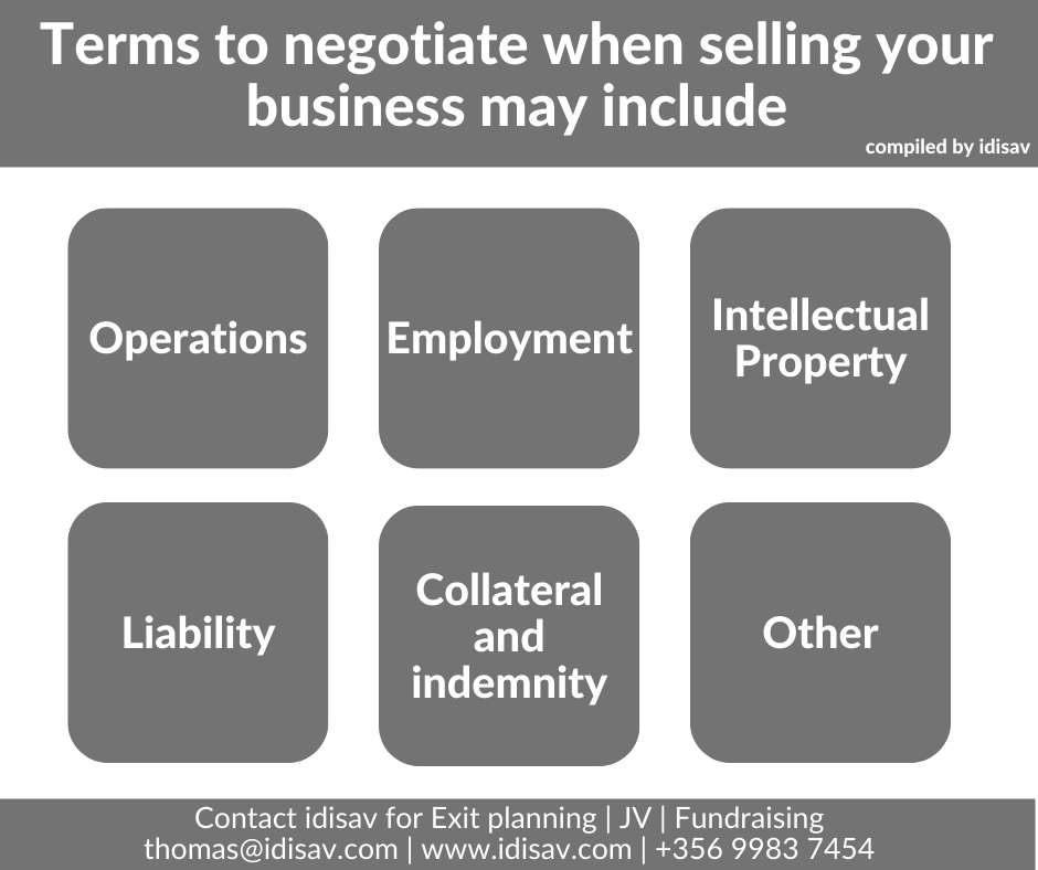 Terms to negotiate when selling your business
